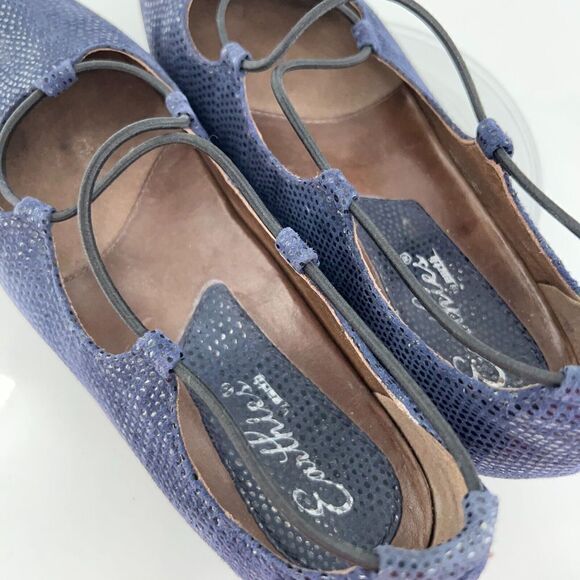 Earthies by Earth Women's Size 7 Essen Navy Blue Leather Flats Strappy Slip On - Picture 11 of 15